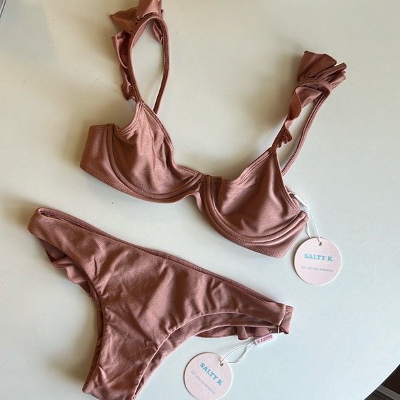 SALTY K. SWIM Sandy Toes Bottom and Top in Coffee Cream both size Small - Picture 2 of 5